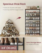 VASAGLE Shoe Rack with 7 Mesh Shelves and 1 Large Top - Image 4