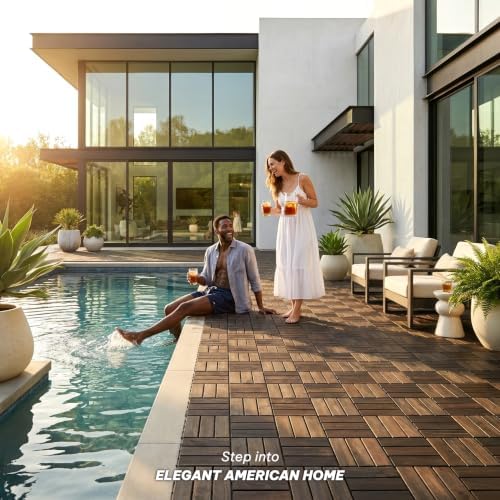 VICTORY RELAX Natural Acacia 12x12 Interlocking Wood Deck Tiles - Image 4