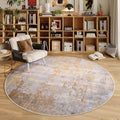 Beige Gold Round Area Rugs 4ft Washable Circle Rug by Acapet