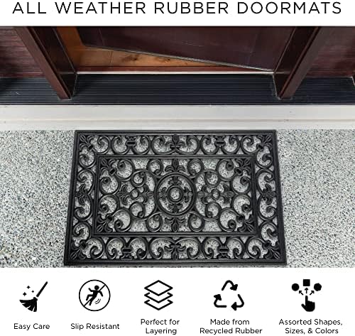 DII Rubber Doormats Collection All Weather, Wrought Iron Half Round - Image 6