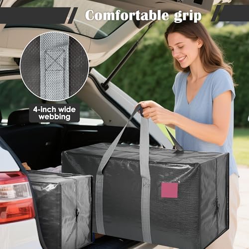 6 Pack Moving Bags with Full-Open Side Zipper, Extra Large 93L Heavy Duty - Image 6
