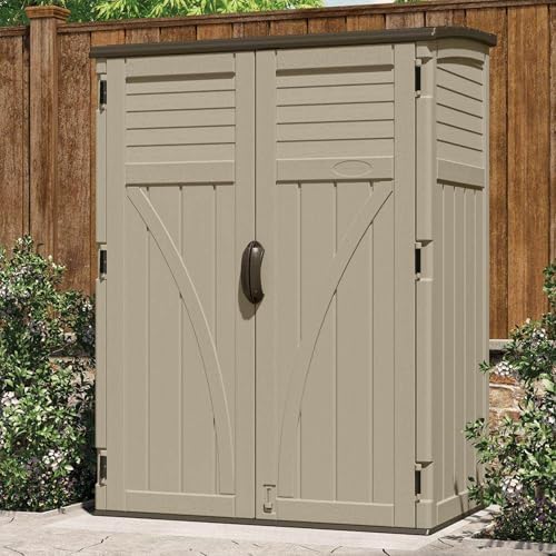 Suncast Outdoor Storage Shed, Water Resistant Resin Vertical Outdoor Storage - Image 2