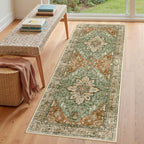 RELEANY Washable Area Rug, Runner 3'x8', Brick/Brown/Green - Image 3