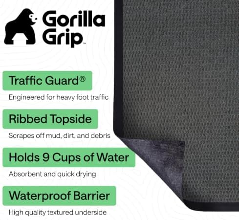 GORILLA GRIP Traffic Guard Indoor Outdoor Heavy Duty Door Mat, 60x36 Gray - Image 2
