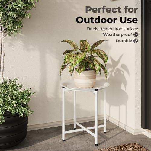 Bamworld White Plant Stand Indoor Small Plant Table Outdoor Plant Holder - Image 5