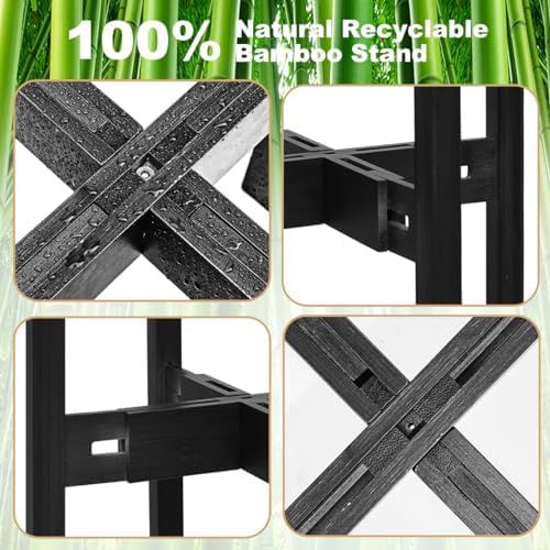 Rnined Adjustable Plant Stand Indoor, Bamboo Mid Century Modern Plants Stands - Image 4