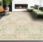 Vintage Washable Beige Green 10x12 Rug by HazoHaus