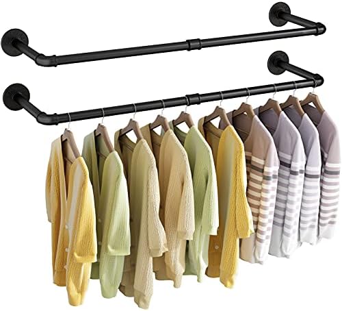 Wall Mounted Clothes Rack 31.5in, Industrial Pipe Wall Mount Clothing Rack by UlSpeed