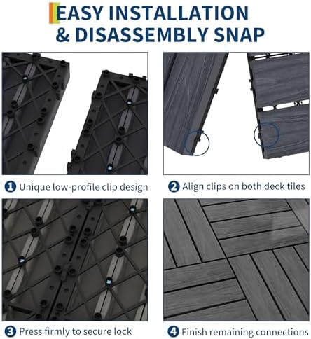 Garvee 9Pack 12" x 12" Interlocking Composite Deck Tiles, Waterproof Composite - Image 7