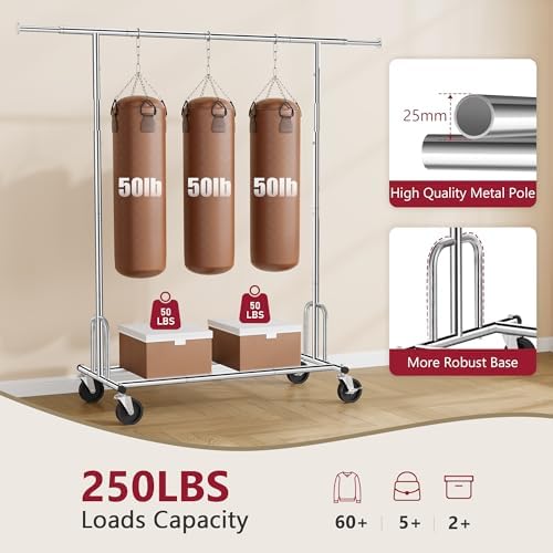 Tajsoon Clothes Rack Collapsible, Rolling Clothing Rack Heavy Duty - Image 5