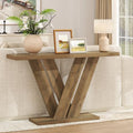 51" Console Table, V-Shaped Entryway Table, Wood Sofa Table Behind Couch by KARLOTT