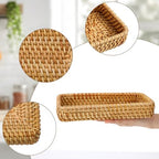 Rattan Serving Tray for Keys, Natural Wicker Decorative Tray Small Remote - Image 5