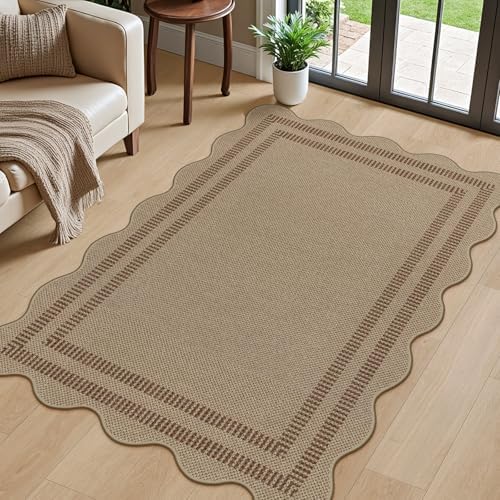 Modern Easy Jute Outdoor Patio Rug, 3x5 Washable Rugs by LORWER