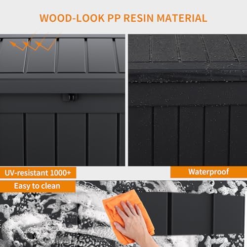 DRATO 51 Gallon Outdoor Storage Box Waterproof, Lockable Resin Deck Box - Image 6