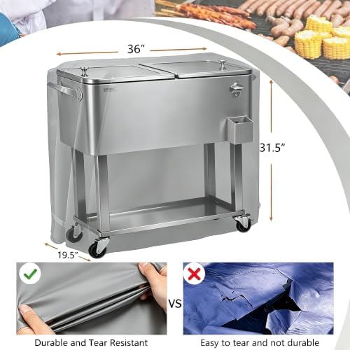 Cooler Cart Cover for 80-100 Qt Patio Rolling Ice Cart - Image 2