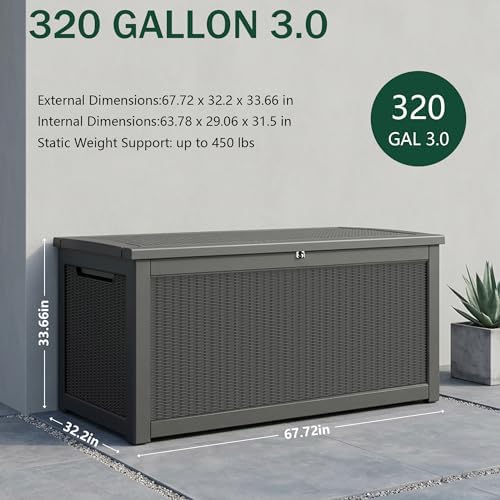 Outdoor Storage Box, 320 Gallon Waterproof Deck Box - Image 2