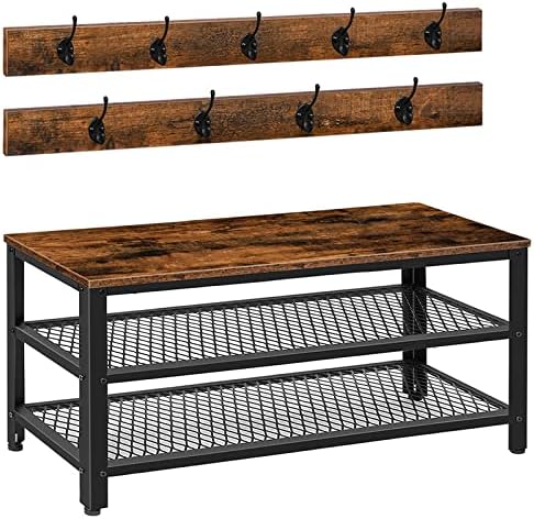 HOOBRO Hall Tree Entryway Storage Bench, Coat Rack Shoe Bench, Shoe Rack by HOOBRO