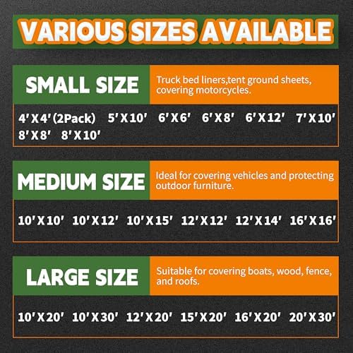 RAINDEWAY 10x20 Feet Tarps Heavy Duty Waterproof 10.5 Mil Outdoor Poly Tarp - Image 7