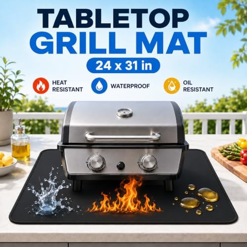 Heat Resistant Grill Mat for Countertop, 24 x 31 Inch Fireproof Waterproof BBQ - Image 3