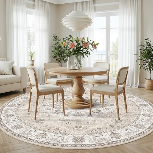 Washable 6ft Circle Round Rug: 6x6 Low-Pile Circular Rug - Image 6