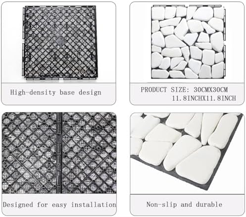 DIY Stone Tile Deck Tile, Durable Patio Garden Interlocking Decking12 6PCS - Image 2
