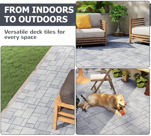 jxgzyy 4PCS Interlocking Deck Tiles, Waterproof DIY Outdoor Flooring, Natural - Image 7