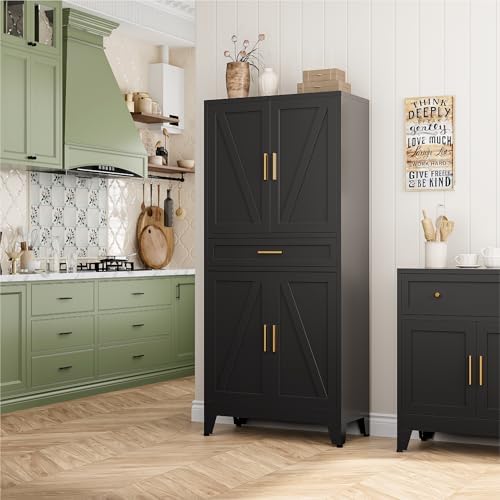Bevivog 71" Kitchen Pantry Cabinet, Metal Storage Cabinet - Image 2