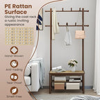 GIANTEX 3-in-1 Hall Tree with Bench and Shoe Storage, 11 Hanging Rods - Image 3