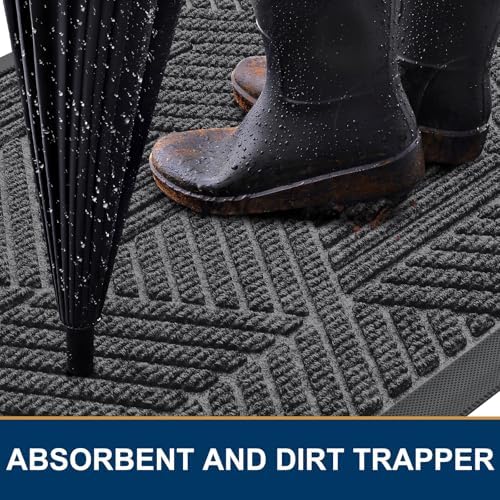 Smiry Front Door Mat Outside Entrance, Low Profile Rubber Doormat - Image 3