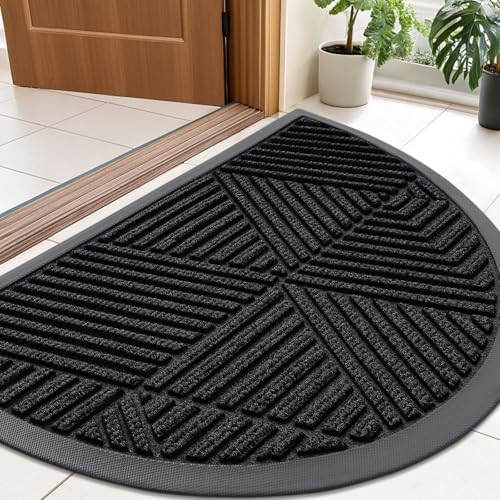 Smiry Half Circle Front Door Mat Outside Entrance, Rubber Doormat by Smiry