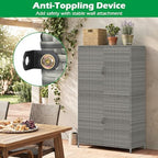 Tangkula Rattan Outdoor Storage Cabinet, Patiojoy Outdoor Cabinet - Image 5