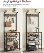 VASAGLE Hall Tree with Shoe Bench, 5-Tier Shoe Rack, 5 Dual Hooks - Image 5