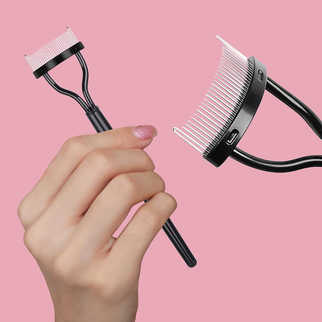 2Pcs Eyelash Separator, Eyelash Comb Lash Brush Separator, Lash Comb Eyelashes Curler Makeup Mascara Applicator, Eye Makeup Brush Tools, Metal Teeth Eyelashes Grooming Tool