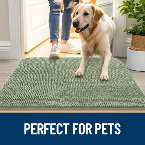 OLANLY Dog Door Mat for Muddy Paws 70x35, Super Absorbent Chenille Mud Mat - Image 6