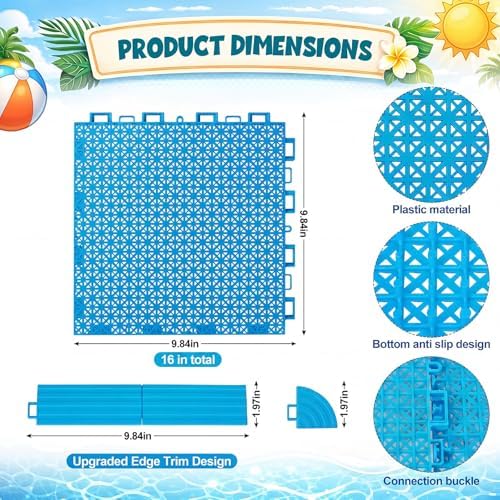 Interlocking Pool Tile 16 Pcs Floor Mat - Image 2
