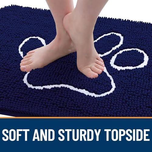 OLANLY Dog Door Mat for Muddy Paws 59x35, Paw Print Design Chenille Mud Mat - Image 4