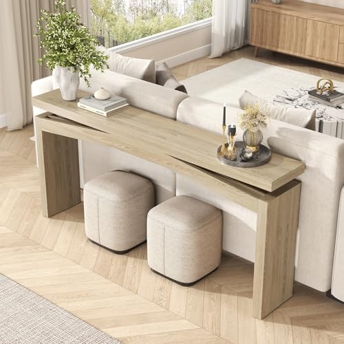 Epecoya 63 Inch Console Table for Entry Way Modern, Light Tan Wood - Image 5