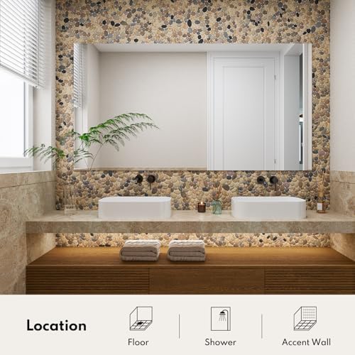 Lovdeco Pebble Tiles for Shower and Bathroom Floor, Tumbled Mix River Rock - Image 4