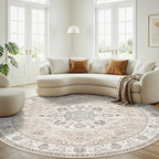 Washable 6ft Circle Round Rug: 6x6 Low-Pile Circular Rug - Image 4