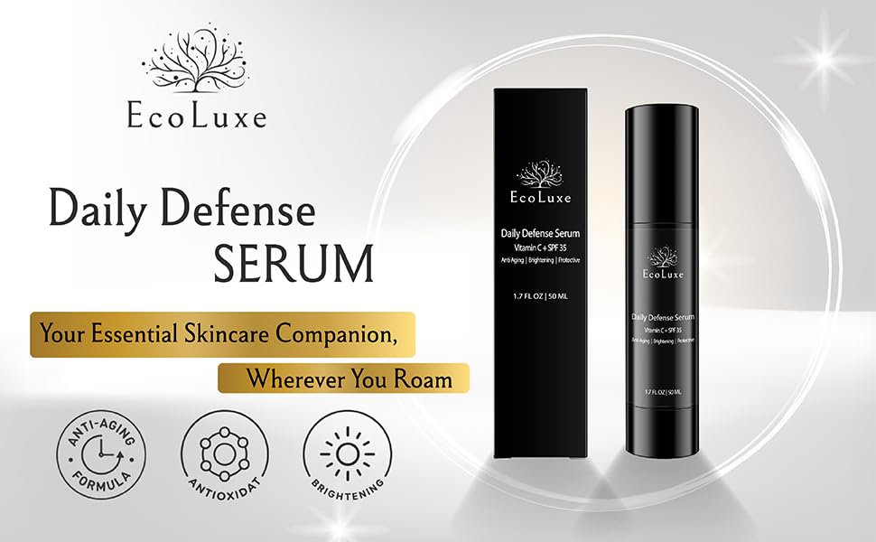 Vitamin C & Propolis Serum with SPF 35 – Daily Defense Brightening & Hydrating Antioxidant Face Serum for Sensitive Skin, Anti-Aging & Sun Protection
