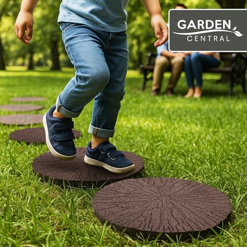 Tierra Verde 4-Pack 18”x18” Cracked Log Rubber Stepping Stones - Image 7