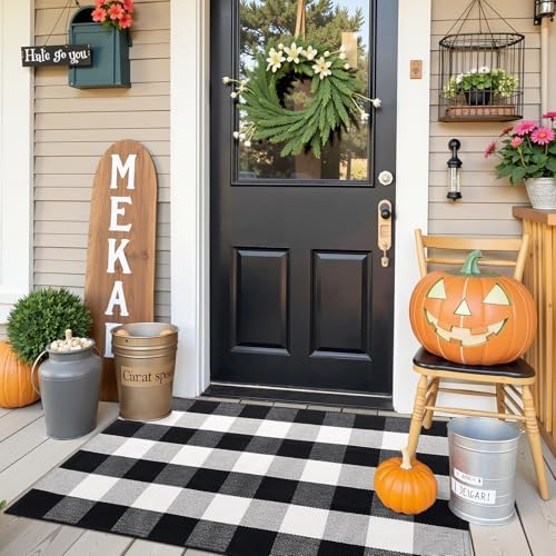 OLANLY Fall Door Mat, Buffalo Plaid Rug - Image 7