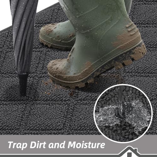 BEQHAUSE Dirt Trapper Door Mat 32" x 48" Non-Slip Washable, Dark Grey - Image 3
