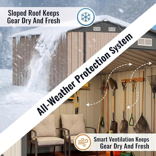 Devoko 8x12 FT Outdoor Storage Shed, Metal Tool Shed - Image 4