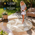 Pauwer Waterproof Outdoor Rug 6ft, Plastic Straw Patio Rug, Leaf Brown - Image 5