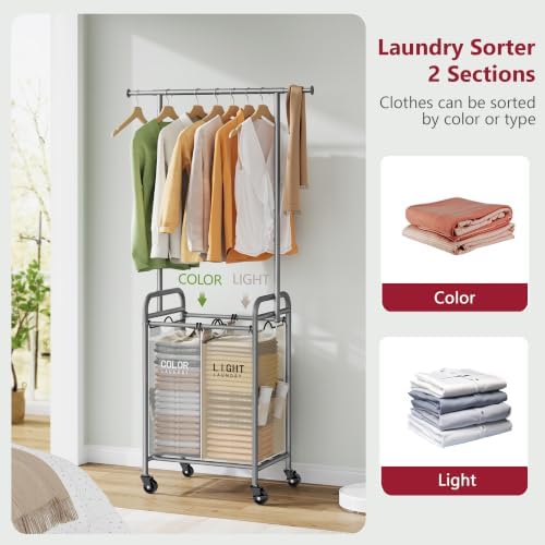 Tajsoon 2 Section Laundry Sorter Hamper - Image 5