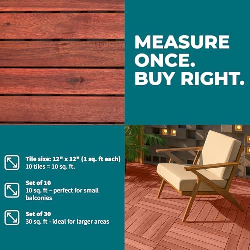 Bliss Outdoors 6-Slat Acacia Hardwood Deck Tiles - Image 4
