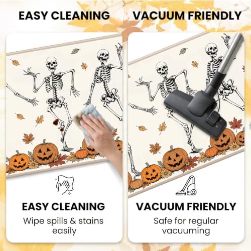 Fall Kitchen Mats Set of 2, Autumn Pumpkin Skull Kitchen Rug - Image 5
