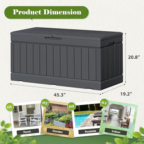 Flamaker Outdoor Storage Box 80 Gallon Resin Waterproof Deck Box - Image 4