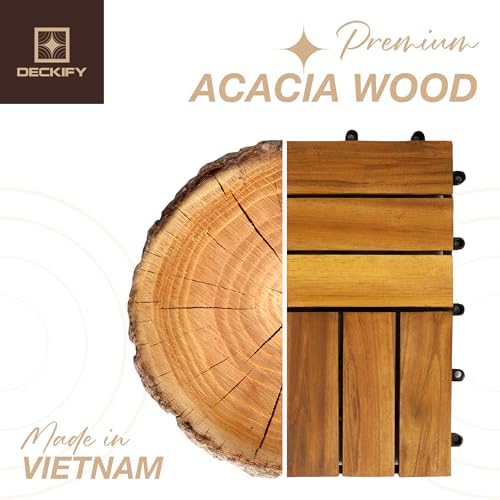 9-Piece Acacia Wood Interlocking Deck Tiles - Image 6